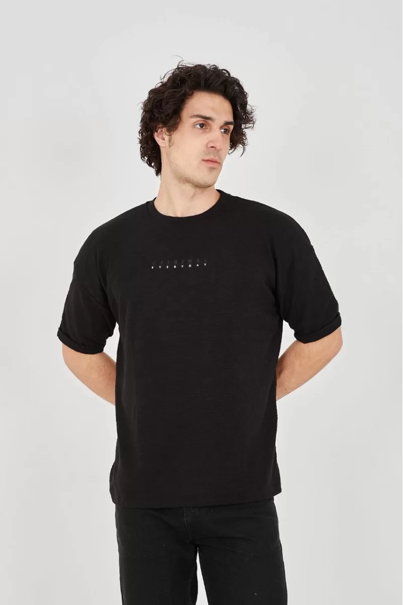 Unisex Jakar Kumaş Rahat Kol T-Shirt