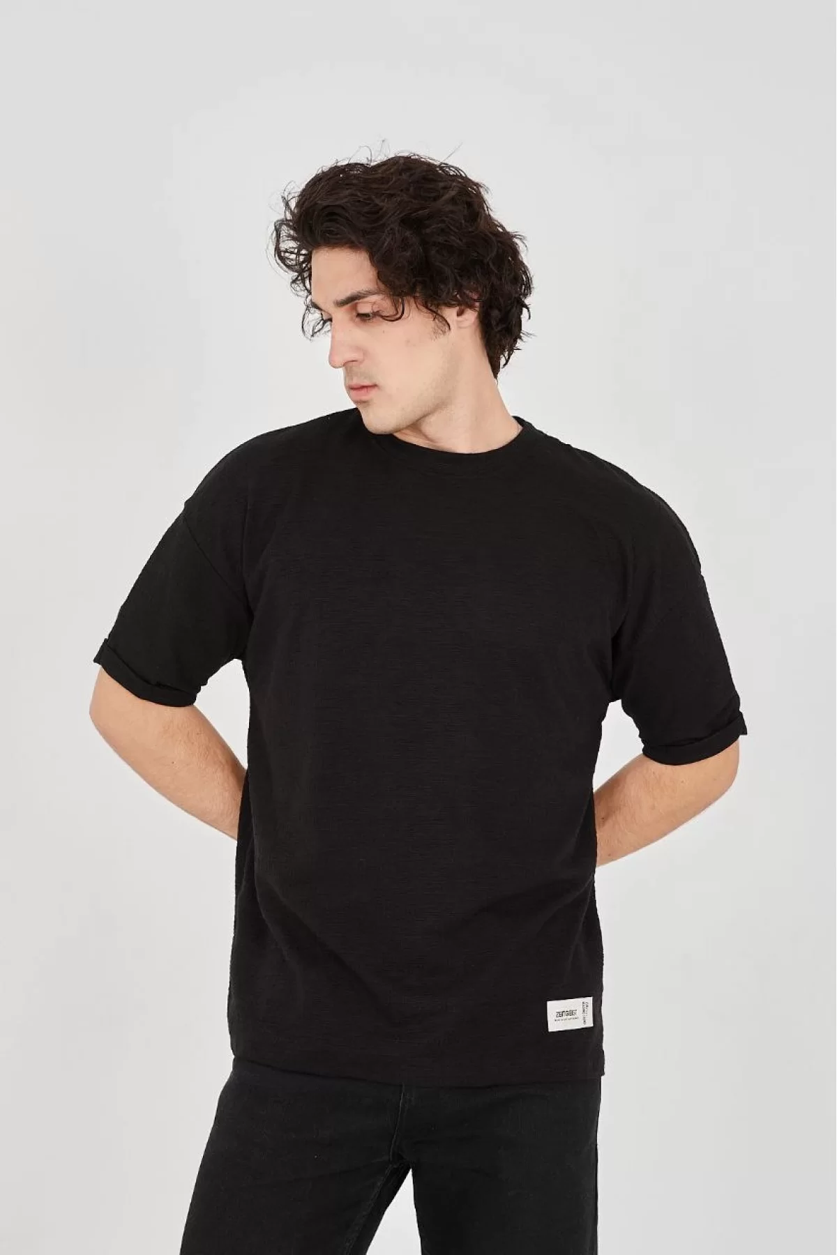 Unisex Jakar Kumaş Rahat Kol T-Shirt