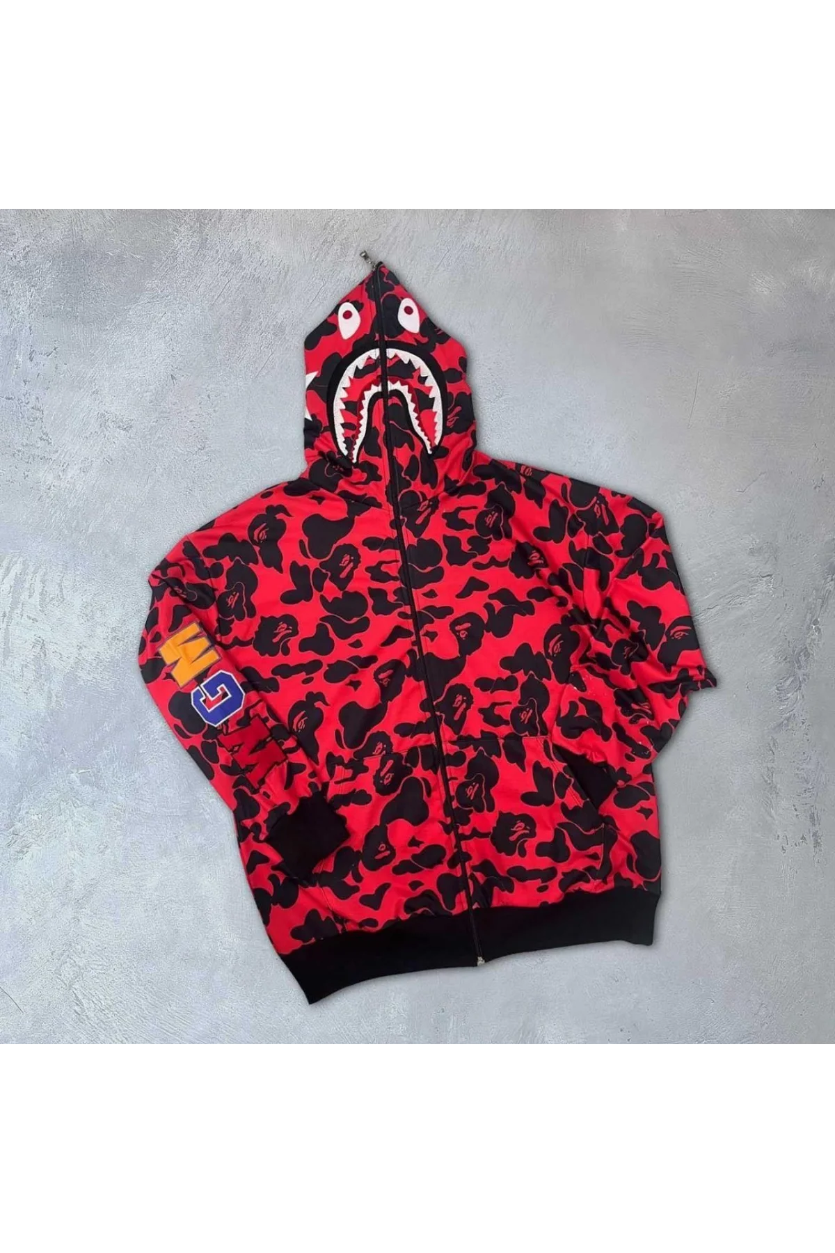 Unisex 2 İplik Bape Kapüşonu Fermuarlı Hırka