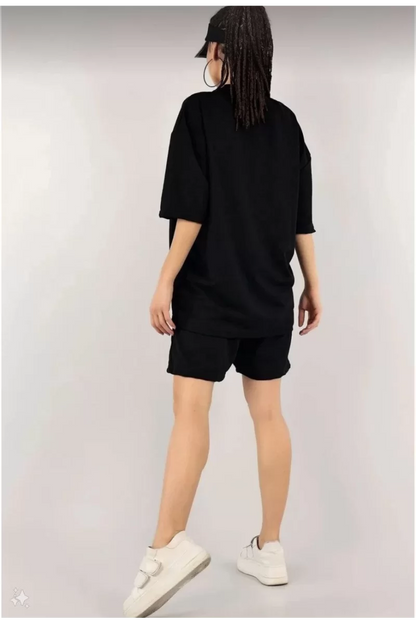 Kadın Unisex Nakış İşlemeli Şort Takım