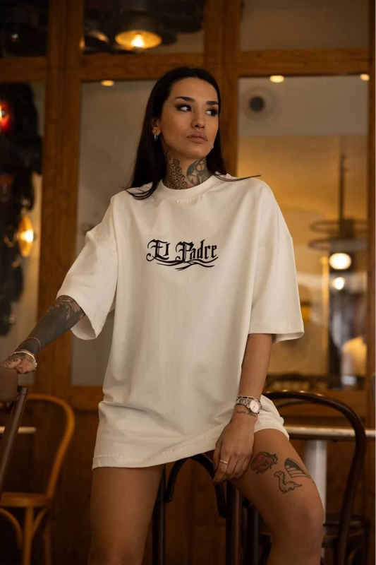 Unisex Bisiklet Yaka Baskılı Oversize T-Shirt