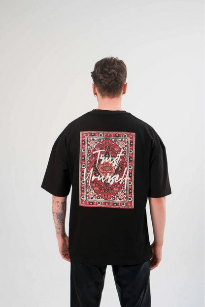 Unisex Bisiklet Yaka Baskılı Oversize T-Shirt