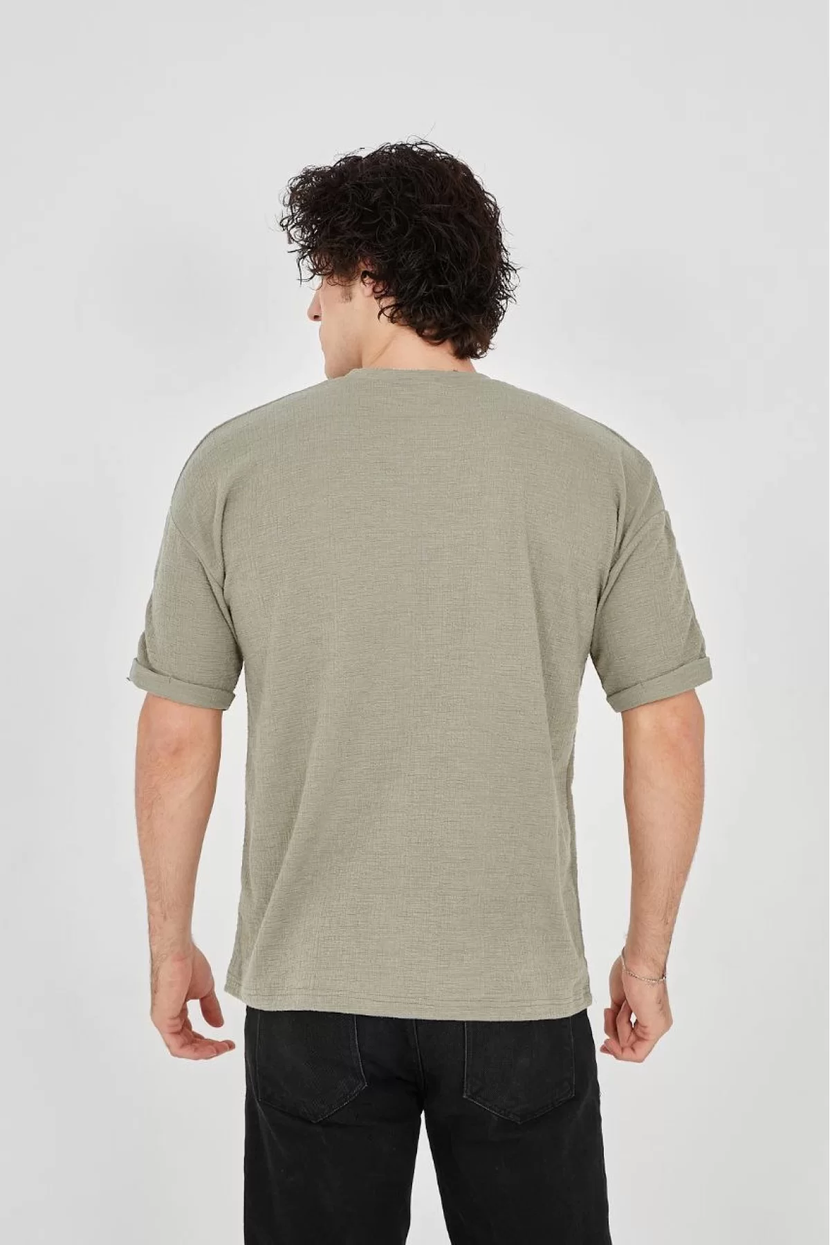 Unisex Jakar Kumaş Rahat Kol T-Shirt