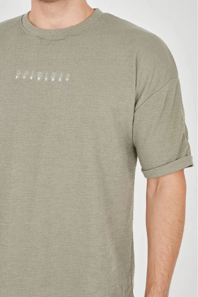 Unisex Jakar Kumaş Rahat Kol T-Shirt