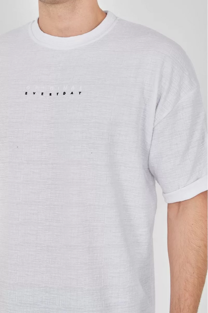 Unisex Jakar Kumaş Rahat Kol T-Shirt