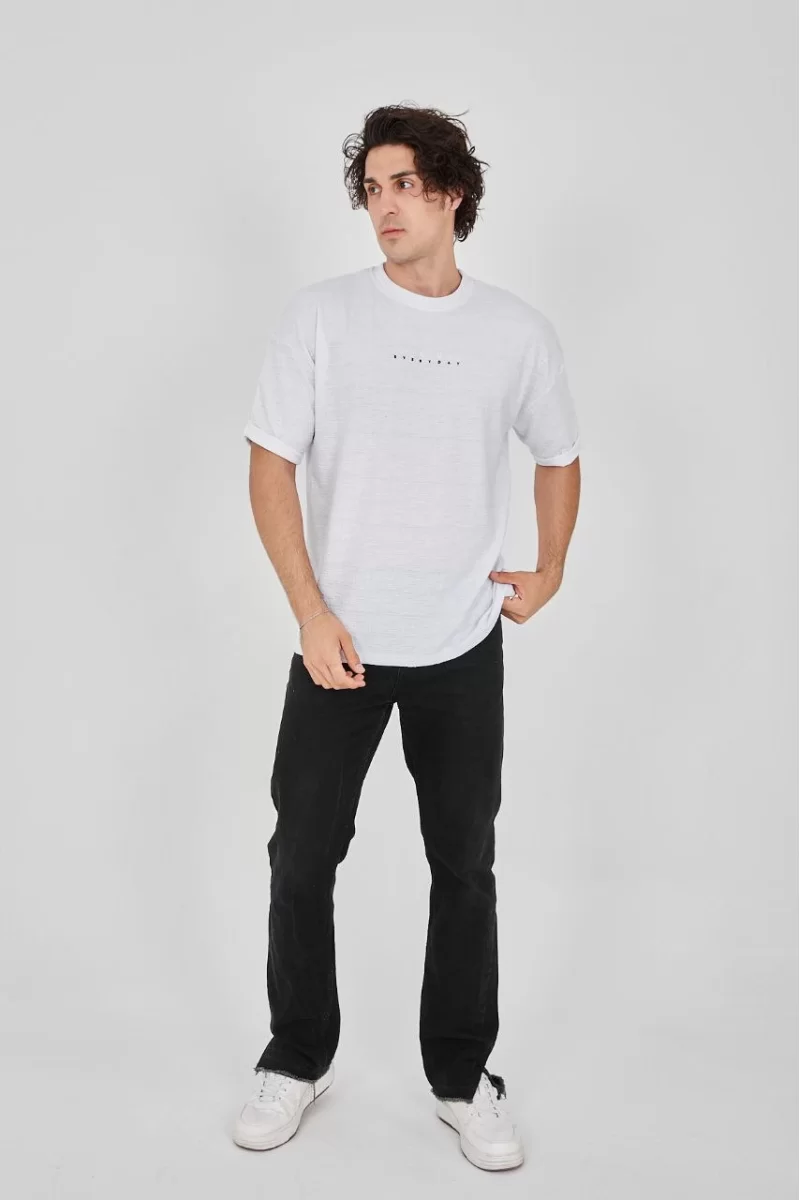 Unisex Jakar Kumaş Rahat Kol T-Shirt