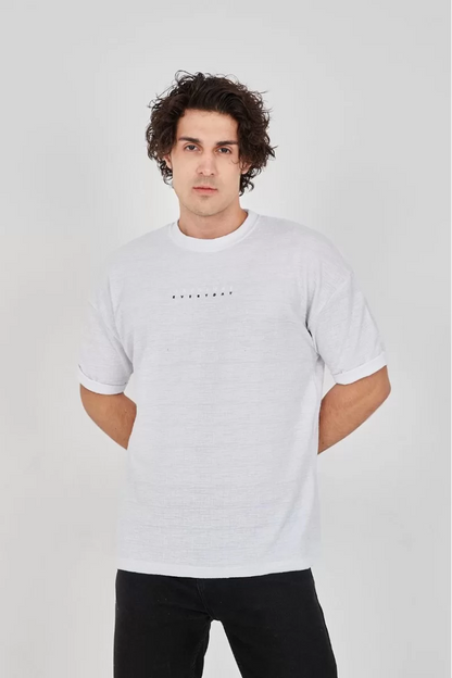 Unisex Jakar Kumaş Rahat Kol T-Shirt