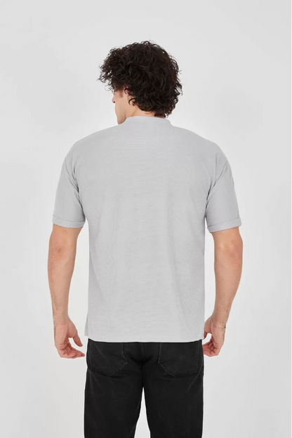 Unisex Waffle Kumaş Rahat Kol T-Shirt