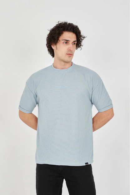 Unisex Waffle Kumaş Rahat Kol T-Shirt
