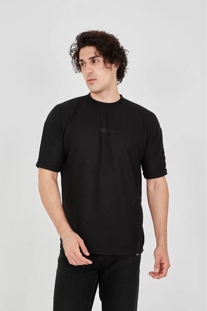 Unisex Waffle Kumaş Rahat Kol T-Shirt